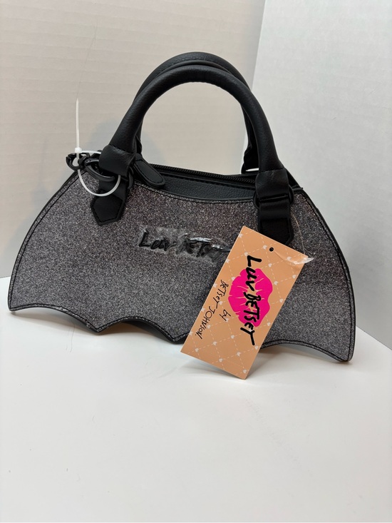 Betsey Johnson Handbags - Luv Betsey Johnson sparkle Batwing Top-Handle crossbody purse Silver/Black